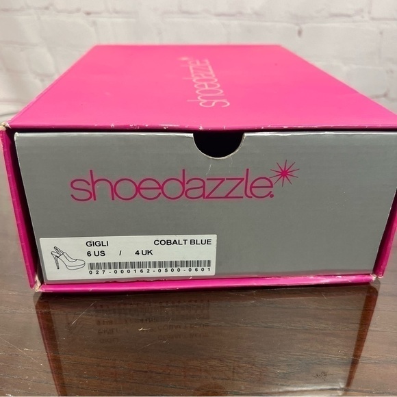 ShoeDazzle microsuede cobalt blue sling back platform pumps in size 6 EUC - Picture 11 of 16